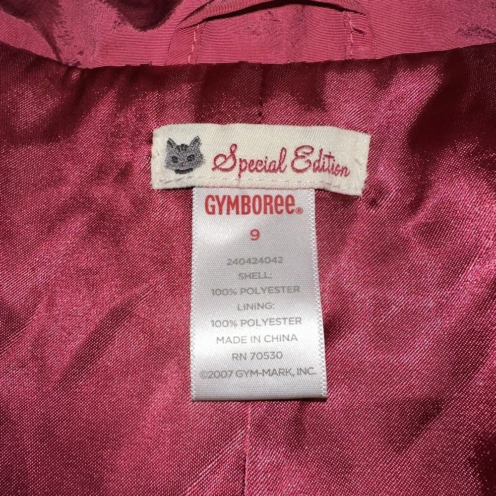 Gymboree Classroom Kitty Sz 9 Dark Pink Crop Trench Coat Jacket Girls‎